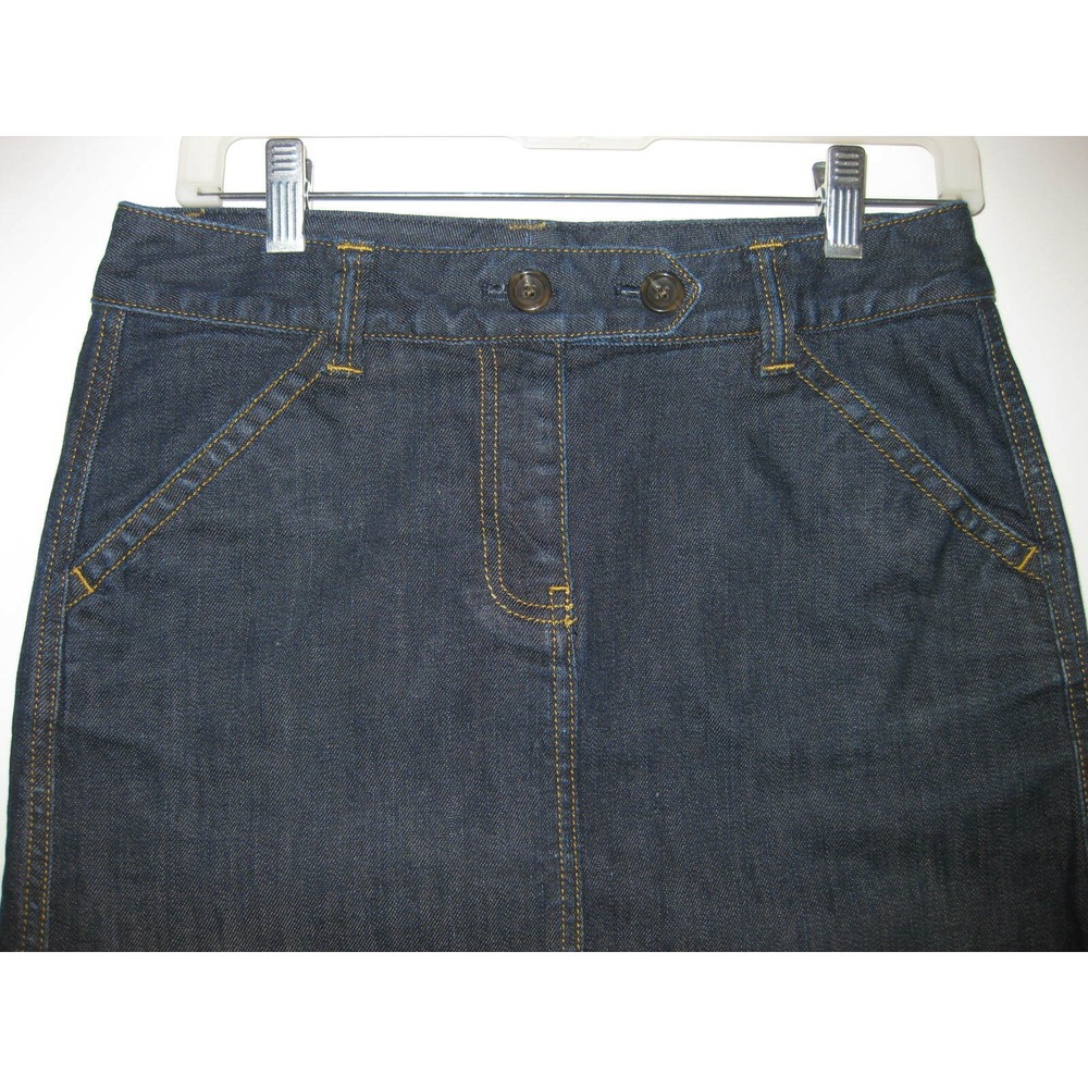 SKIRT ANN TAYLOR SZ 2 Denim Jean Raw Hem WOMEN'S DARK WASH STRAIGHT PENCIL